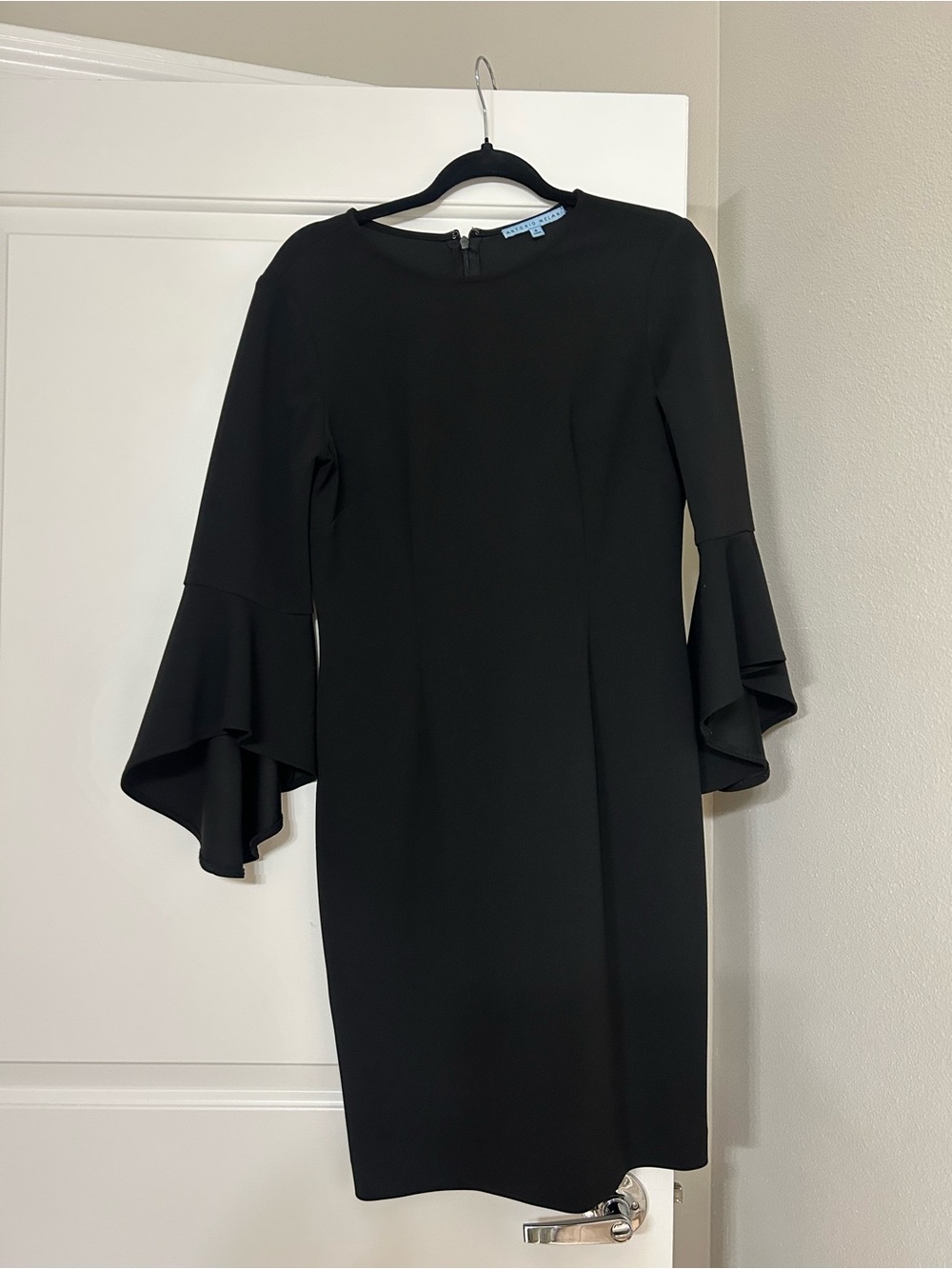 ANTONIO MELANI Black Ruffle Sleeve Sheath Dress